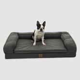 Charlies Pet Product Grey Faux Linen Bolster Dog Sofa Bed