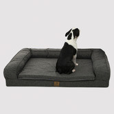 Charlies Pet Product Grey Faux Linen Bolster Dog Sofa Bed