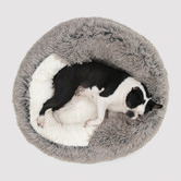Charlies Pet Product Snookie Hooded Donut Faux Chinchilla Dog Bed