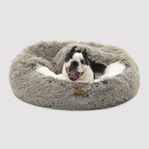 Charlies Pet Product Snookie Hooded Donut Faux Chinchilla Dog Bed