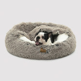 Charlies Pet Product Snookie Hooded Donut Faux Chinchilla Dog Bed