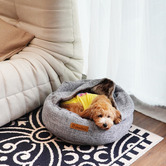 Charlies Pet Product Snookie Hooded Faux Linen Snuggle Dog Bed
