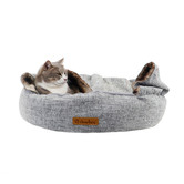 Charlies Pet Product Snookie Hooded Faux Linen Snuggle Dog Bed