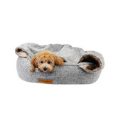 Charlies Pet Product Snookie Hooded Faux Linen Snuggle Dog Bed