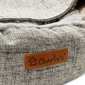 Charlies Pet Product Snookie Hooded Faux Linen Snuggle Dog Bed