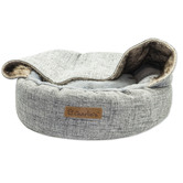 Charlies Pet Product Snookie Hooded Faux Linen Snuggle Dog Bed