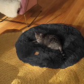 Charlies Pet Product Charcoal Shaggy Faux Fur Round Pet Mat