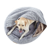 Charlies Pet Product Snookie Hooded Faux Linen Snuggle Dog Bed