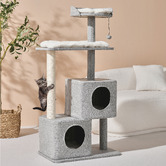 Charlies Pet Product Wabi Sabi Faux Linen Double Cubby Cat Tree
