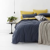 Chiswick Living Blue European Vintage Washed Cotton Quilt Cover Set