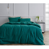 Radisson Home Emerald Green Triemes French Flax Linen Quilt Cover Set
