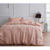 Radisson Home Soft Pink Triemes French Flax Linen Quilt Cover Set