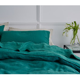 Radisson Home Emerald Green Triemes French Flax Linen Quilt Cover Set