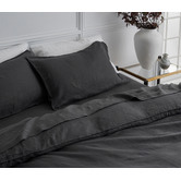 Radisson Home Charcoal Triemes French Flax Linen Quilt Cover Set