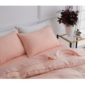 Radisson Home Soft Pink Triemes French Flax Linen Quilt Cover Set