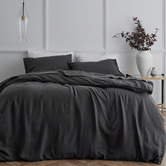 Radisson Home Charcoal Triemes French Flax Linen Quilt Cover Set
