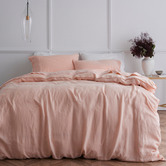 Radisson Home Soft Pink Triemes French Flax Linen Quilt Cover Set