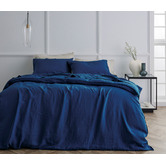 Radisson Home Navy Blue Triemes French Flax Linen Quilt Cover Set