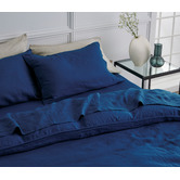 Radisson Home Navy Blue Triemes French Flax Linen Quilt Cover Set