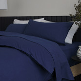 Radisson Home Navy Blue Glauci Organic Cotton Flannelette Quilt Cover Set