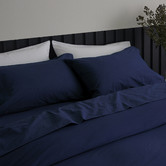 Radisson Home Navy Blue Glauci Organic Cotton Flannelette Quilt Cover Set