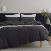Radisson Home Charcoal Glauci Organic Cotton Flannelette Quilt Cover Set