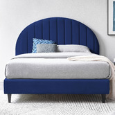 Radisson Home Navy Channel Arch Velvet Bedhead