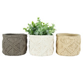 High St. 3 Piece Macrame Cement Pot Planter Set
