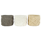 High St. 3 Piece Macrame Cement Pot Planter Set