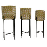 High St. 3 Piece Eave Stilted Metal Planters on Stand Set