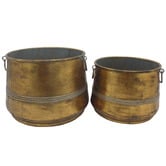 High St. 2 Piece Lustre Vintage Metal Planter Set