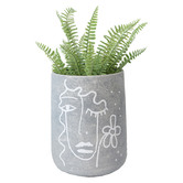 High St. 24cm Contemporary Line-Face Cement Plant Pot