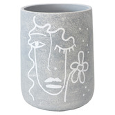 High St. 24cm Contemporary Line-Face Cement Plant Pot