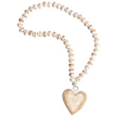 High St. Heart with Beads Mango Wood Ornament