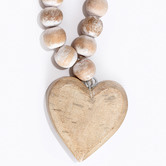 High St. Heart with Beads Mango Wood Ornament