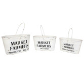 High St. 3 Piece Farmers Market Metal Bucket Planter Set