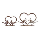 High St. 2 Piece Rust Lovebirds in Heart Ornament Set