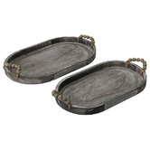 High St. 2 Piece Black Rustic Decorative Tray Set