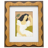 High St. Sitting Lady in White Dress Framed Canvas Wall Art