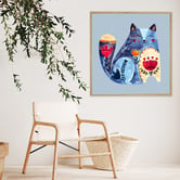Belle Avenue Blue Cat Wall Art