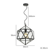 Bright Sea Lighting Prizma Black Iron &amp; Glass Pendant Light