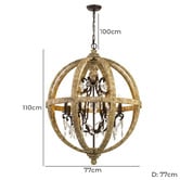 Bright Sea Lighting Gavia 8 Light Birch Wood Chandelier