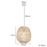 Bright Sea Lighting Terri Cocoon Rattan Pendant Light