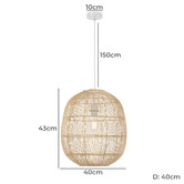 Bright Sea Lighting Terri Cocoon Rattan Pendant Light