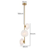 Bright Sea Lighting Amelie Iron 3 Light Vertical Pendant