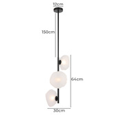 Bright Sea Lighting Amelie Iron 3 Light Vertical Pendant