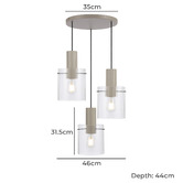 Bright Sea Lighting Theon 3 Light Pendant