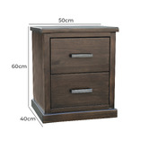 Hawthorne Home Romero 2 Drawer Pine Wood Bedside Table