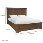 Hawthorne Home Isadora Pine Wood Bed Frame with Storage Drawers