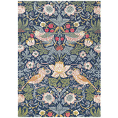Morris &amp; Co Indigo Floral Strawberry Thief Hand-Tufted Wool Rug